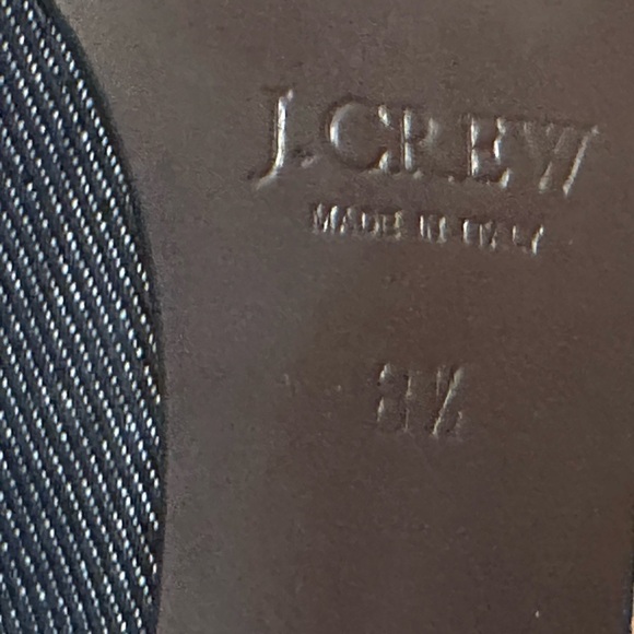 J.Crew Collection Blue Denim Peep Toe Heels Size 8.5 Bow Accent Made in Italy - Picture 6 of 10